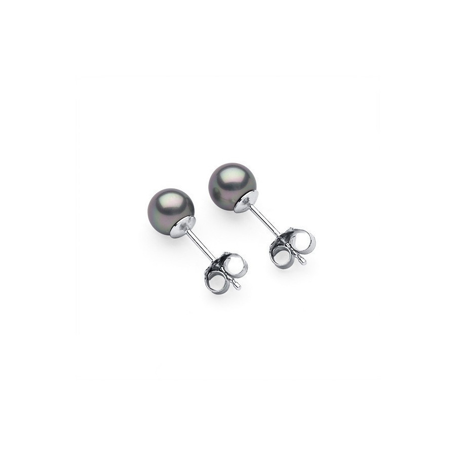 Kolczyki kolor srebrny perła 6 mm