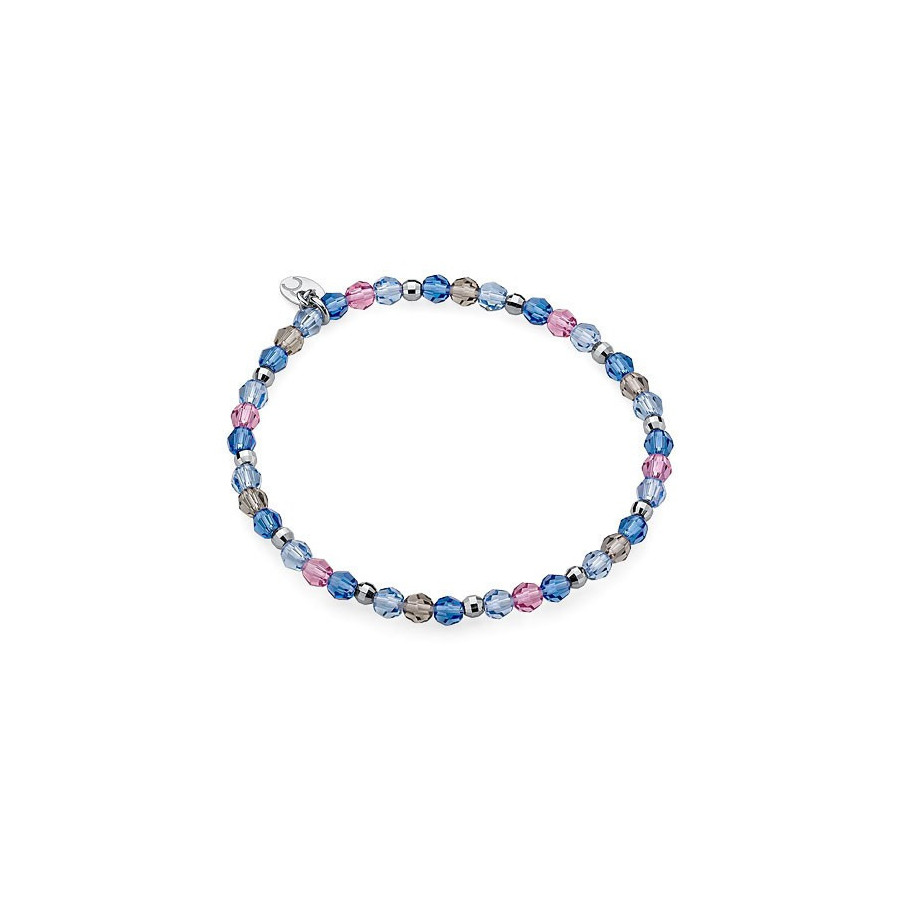 Bransoletka błękitny niebieski różowy szary kryształ Swarovski 4 mm