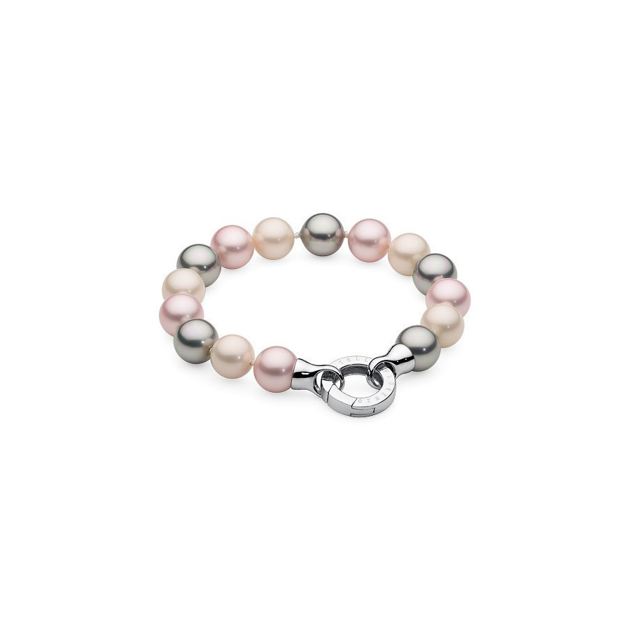 Bransoletka kolor różowy srebrny perła 10 mm