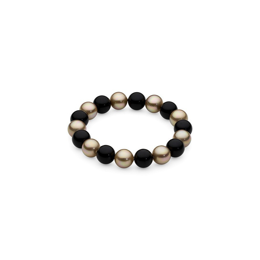 Bransoletka kolor czarny złoty perła 10 mm