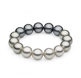 Bransoletka kolor grafitowy srebrny perła 12 mm