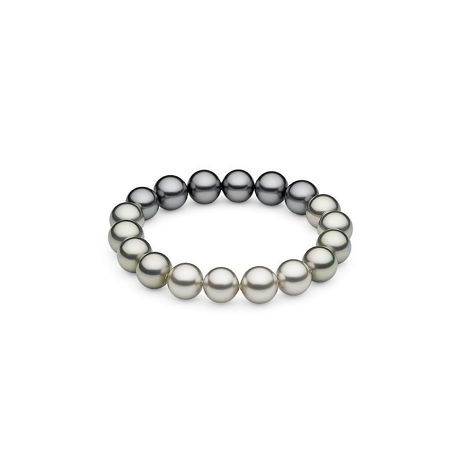 Bransoletka kolor grafitowy srebrny perła 10 mm