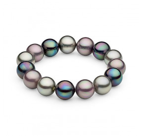 Bransoletka kolor fioletowy-benzynowy fioletowy-wrzosowy srebrny perła 12 mm