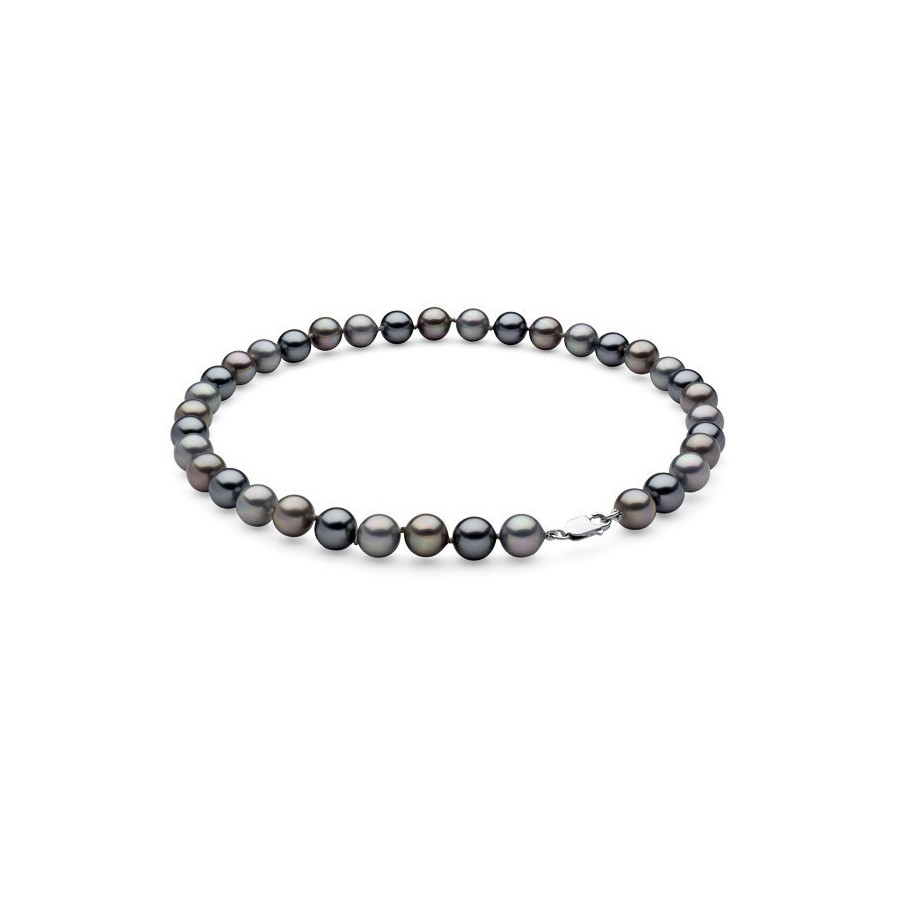 Naszyjnik grafitowy srebrny perła 10 mm