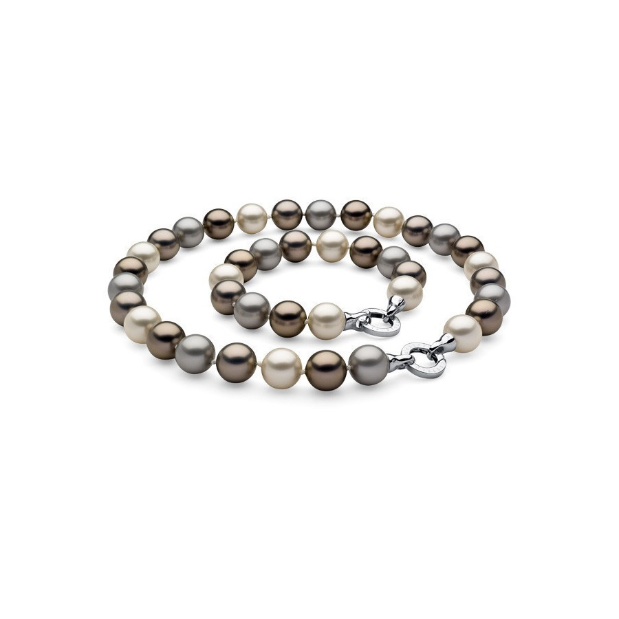 Komplet kremowy srebrny złoty perła 12 mm