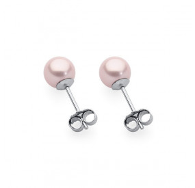 Kolczyki kolor różowy perła 6 mm