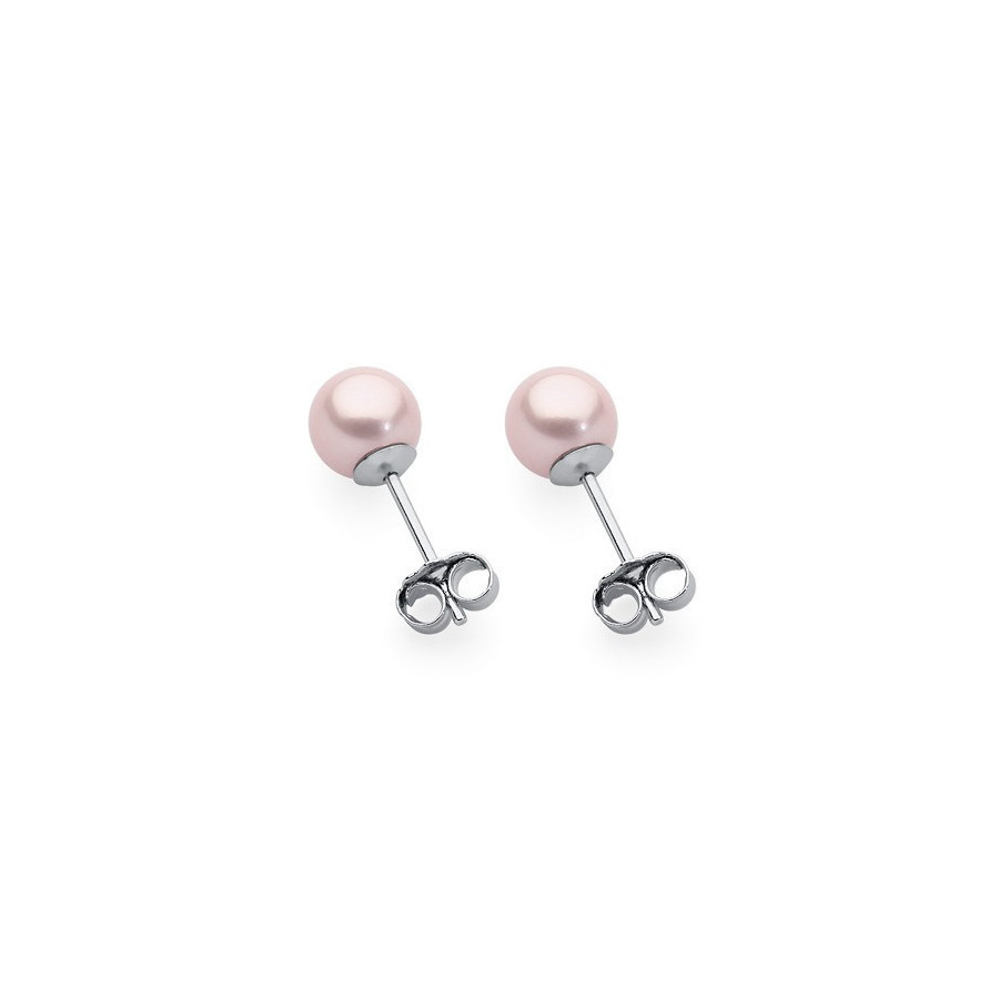 Kolczyki kolor różowy perła 6 mm