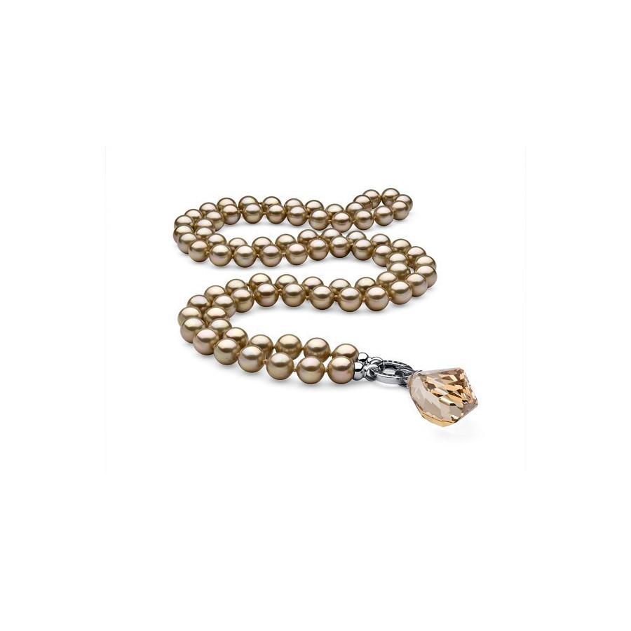 Naszyjnik złoty perła 10 mm kryształ Swarovski