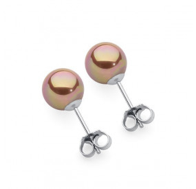 Kolczyki kolor różowy-złoty perła 8 mm