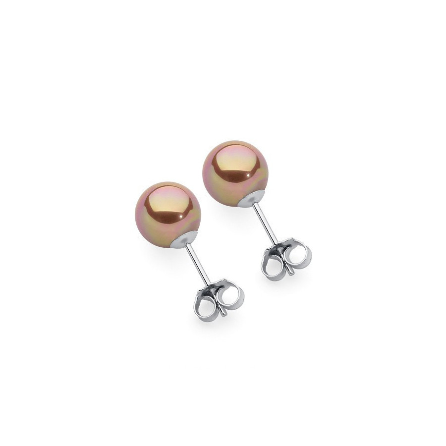 Kolczyki kolor różowy-złoty perła 8 mm