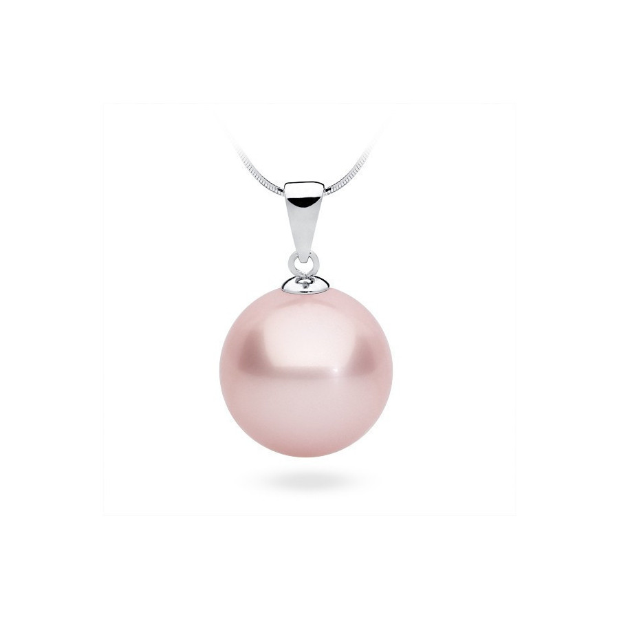 Wisiorek różowy-pudrowy perła 14 mm