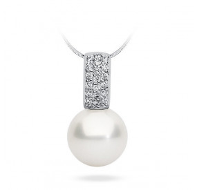 Wisiorek biały cyrkonie perła 12 mm