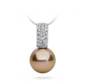 Wisiorek złoty cyrkonie perła 12 mm