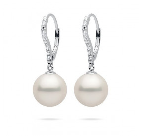 Kolczyki kolor biały cyrkonie perła 12 mm