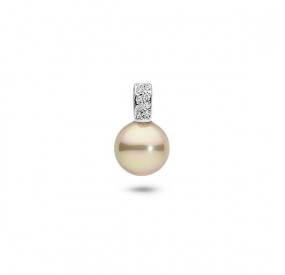 Wisiorek złoty cyrkonie perła 10 mm