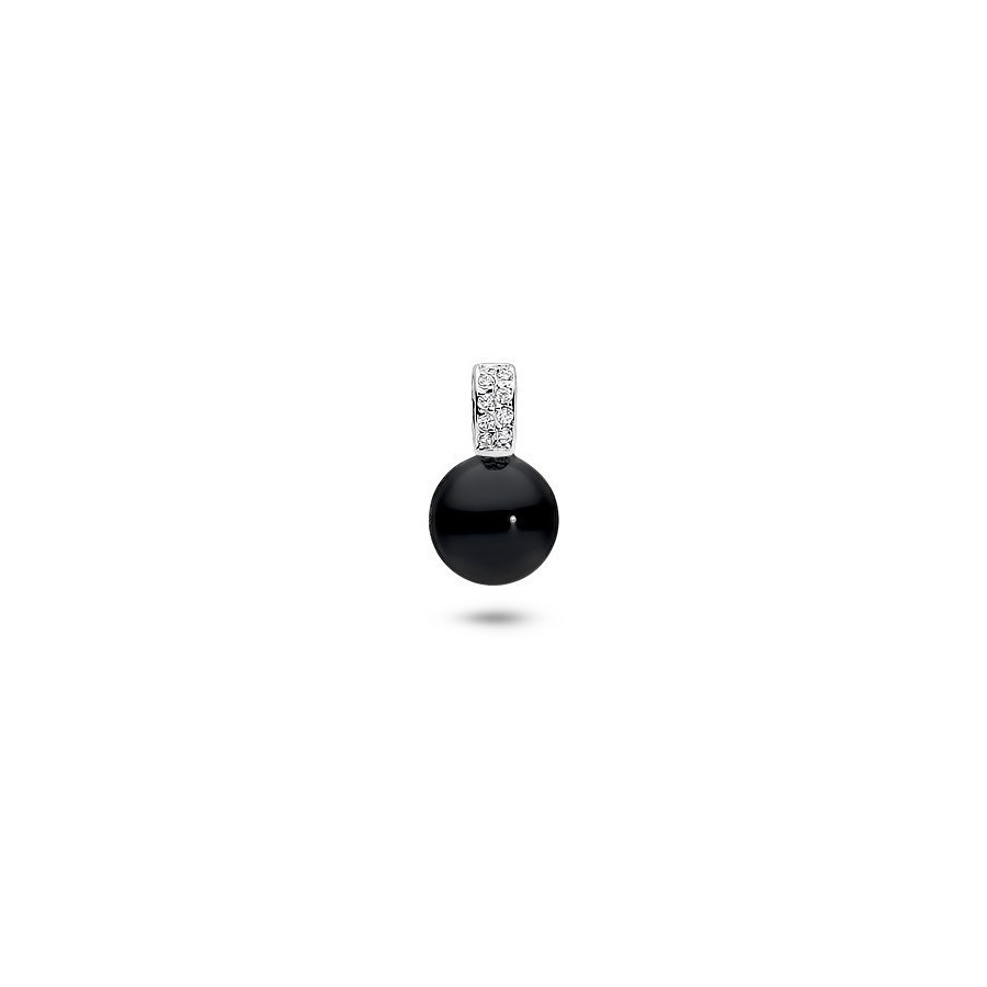 Wisiorek czarny cyrkonie perła 10 mm