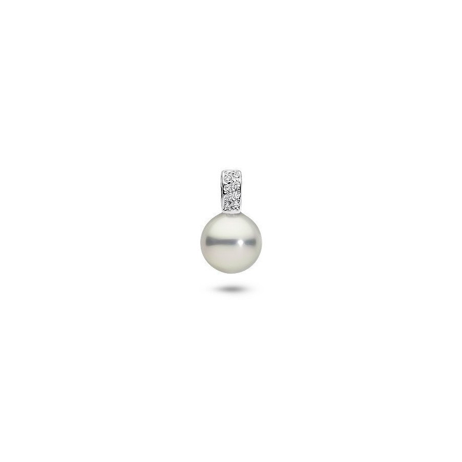 Wisiorek srebrny-jasny cyrkonie perła 10 mm