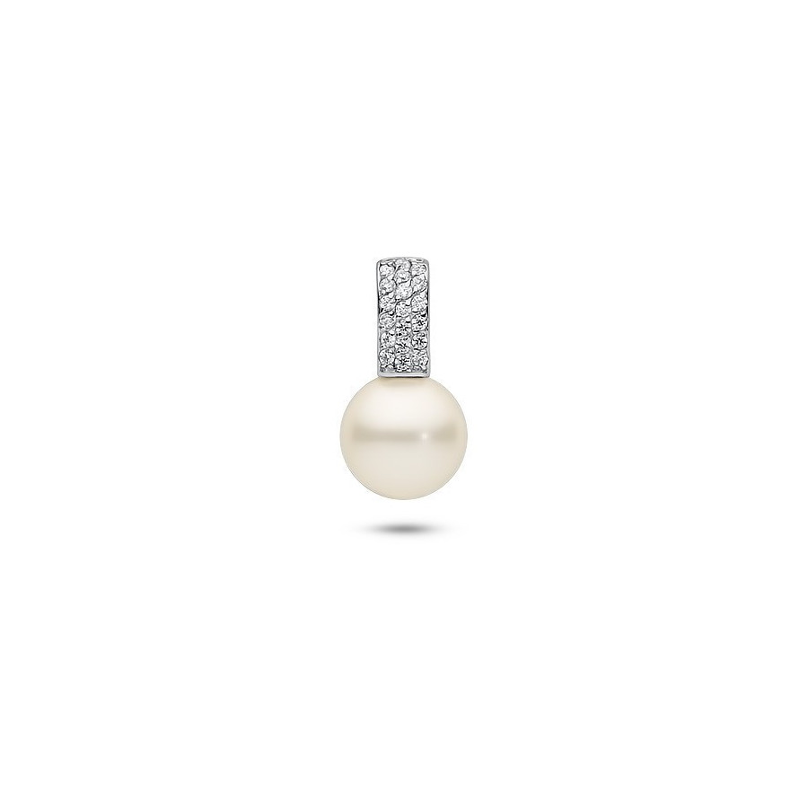 Wisiorek kremowy cyrkonie perła 12 mm