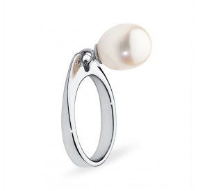 Pierścionek biały perła 8 mm