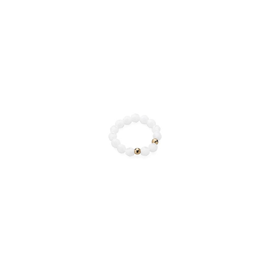 Pierścionek biały-mleczny kryształ Swarovski 4 mm