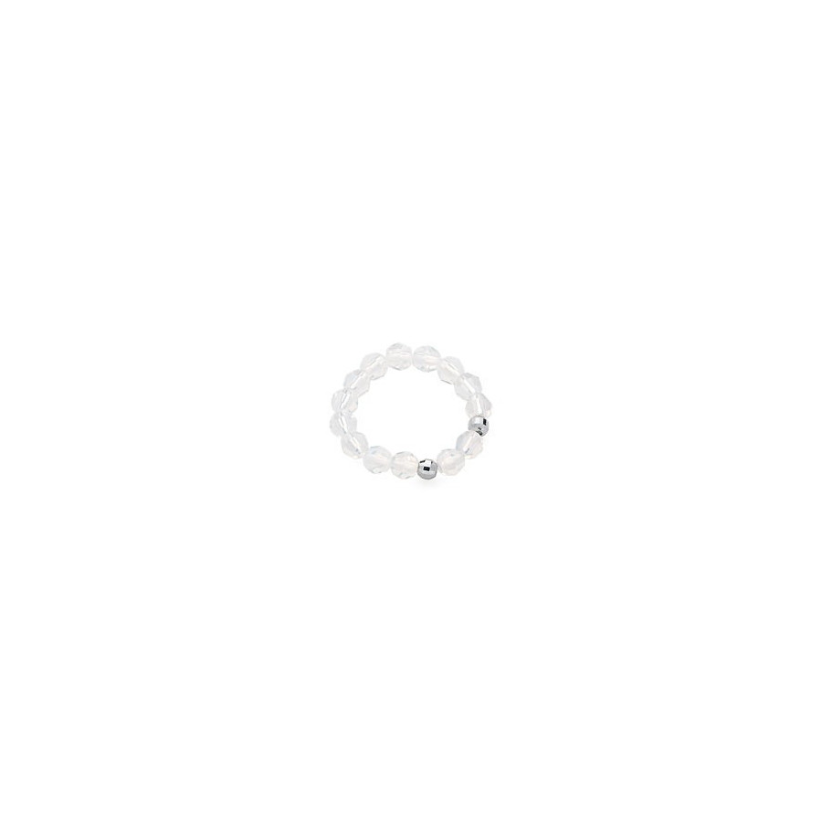 Pierścionek biały-opal kryształ Swarovski 4 mm