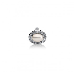 Charms 6 x 8 mm biały cyrkonie perła