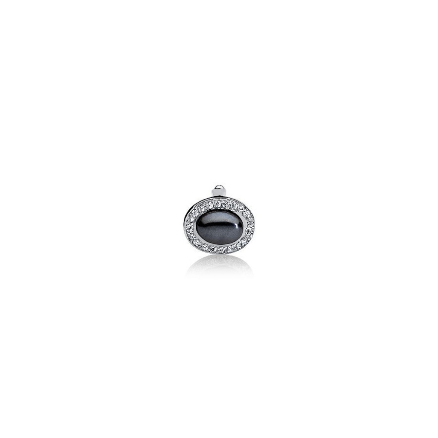 Charms 6 x 8 mm grafitowy-ciemny cyrkonie perła
