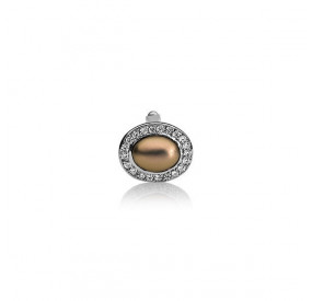 Charms 6 x 8 mm złoty-antyczny cyrkonie perła