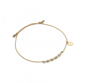 Bransoletka sznurkowa kolor beżowy złoty kryształ Swarovski 3 mm