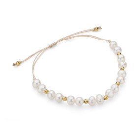 bransoletka sznurek|złoto 585 perła