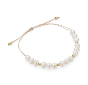 bransoletka sznurek|złoto 585 perła