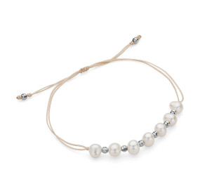 bransoletka sznurek|srebro 925 perła