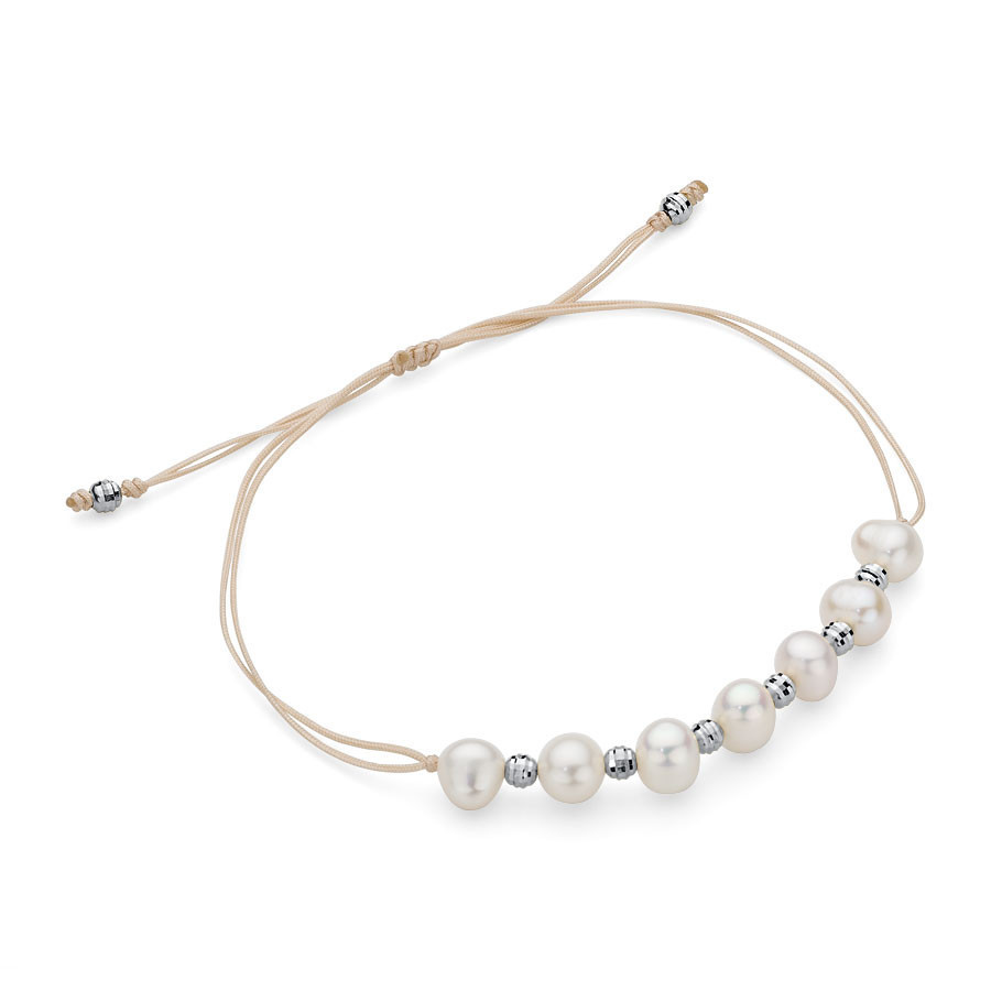 bransoletka sznurek|srebro 925 perła