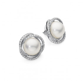 Kolczyki kolor biały cyrkonie perła 12 mm