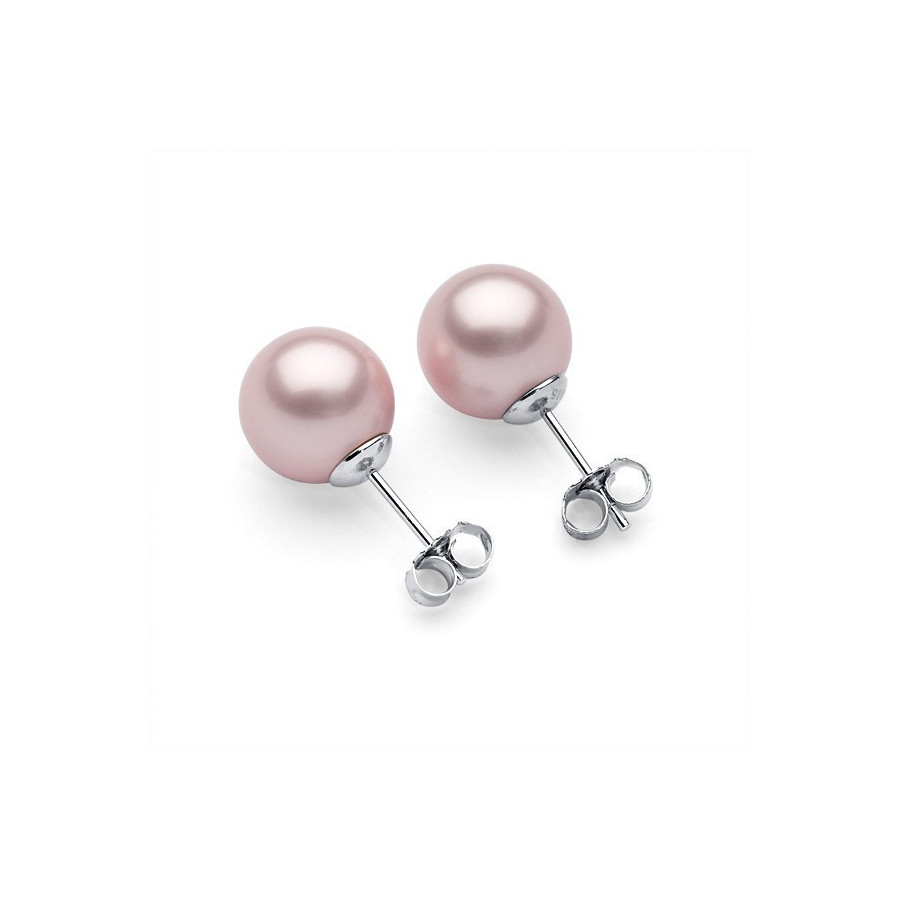 Kolczyki kolor różowy-ciemny perła 10 mm