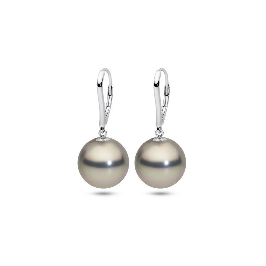 Kolczyki kolor srebrny-jasny perła 14 mm