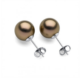 Kolczyki kolor złoty-antyczny perła 10 mm