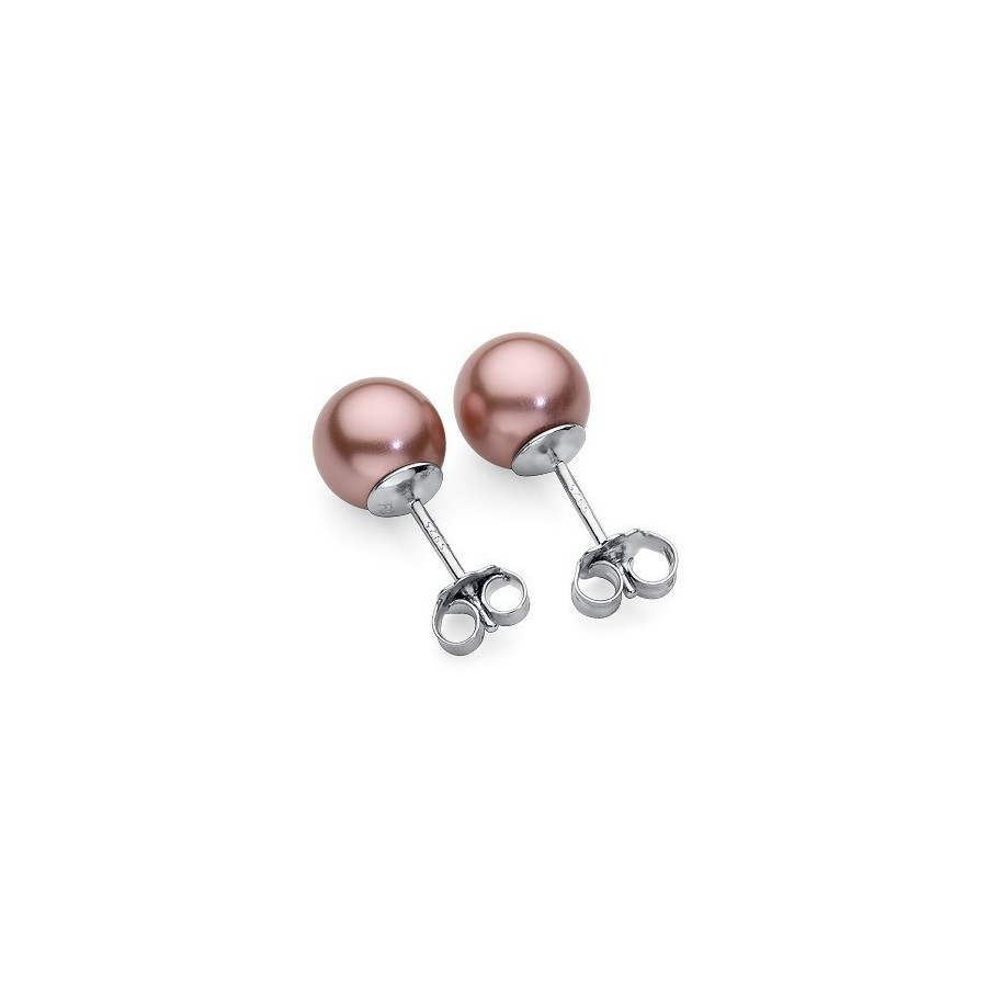 Kolczyki kolor różowy-ciemny perła 8 mm