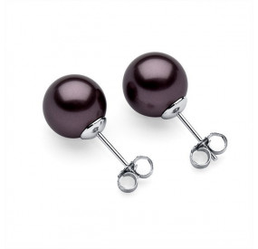 Kolczyki kolor fioletowy-śliwkowy perła 10 mm