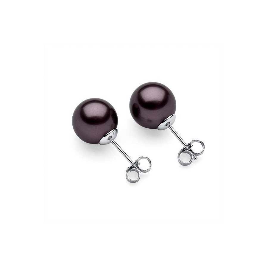 Kolczyki kolor fioletowy-śliwkowy perła 10 mm
