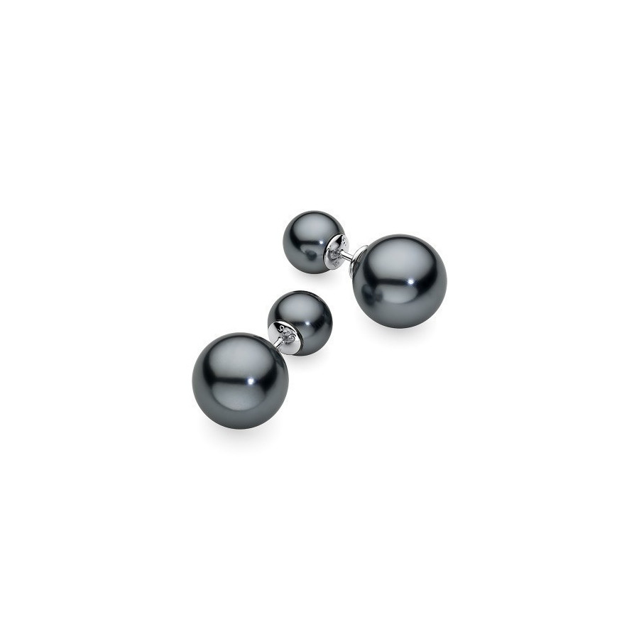 Kolczyki kolor grafitowy-ciemny perła 8 mm 12 mm