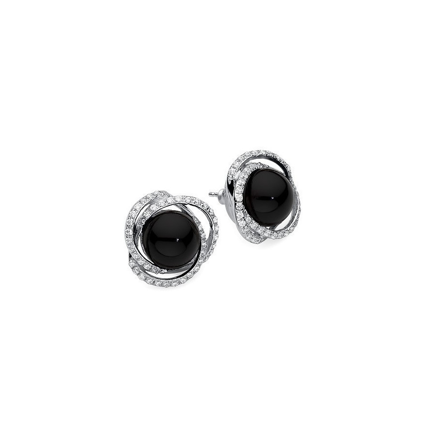 Kolczyki kolor czarny cyrkonie perła 10 mm