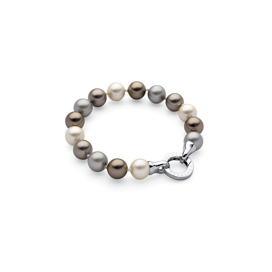 Bransoletka kolor kremowy srebrny perła 10 mm