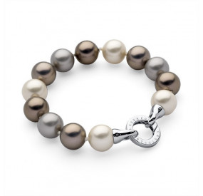 Bransoletka kolor srebrny perła 12 mm