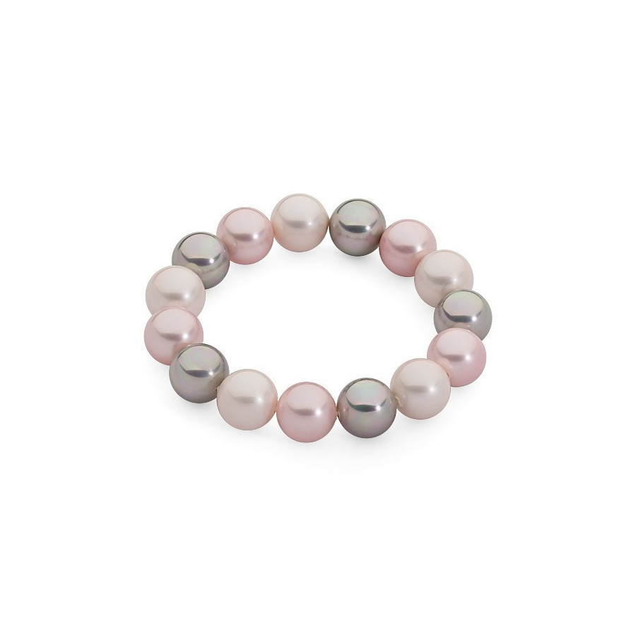 Bransoletka kolor różowy srebrny perła 12 mm