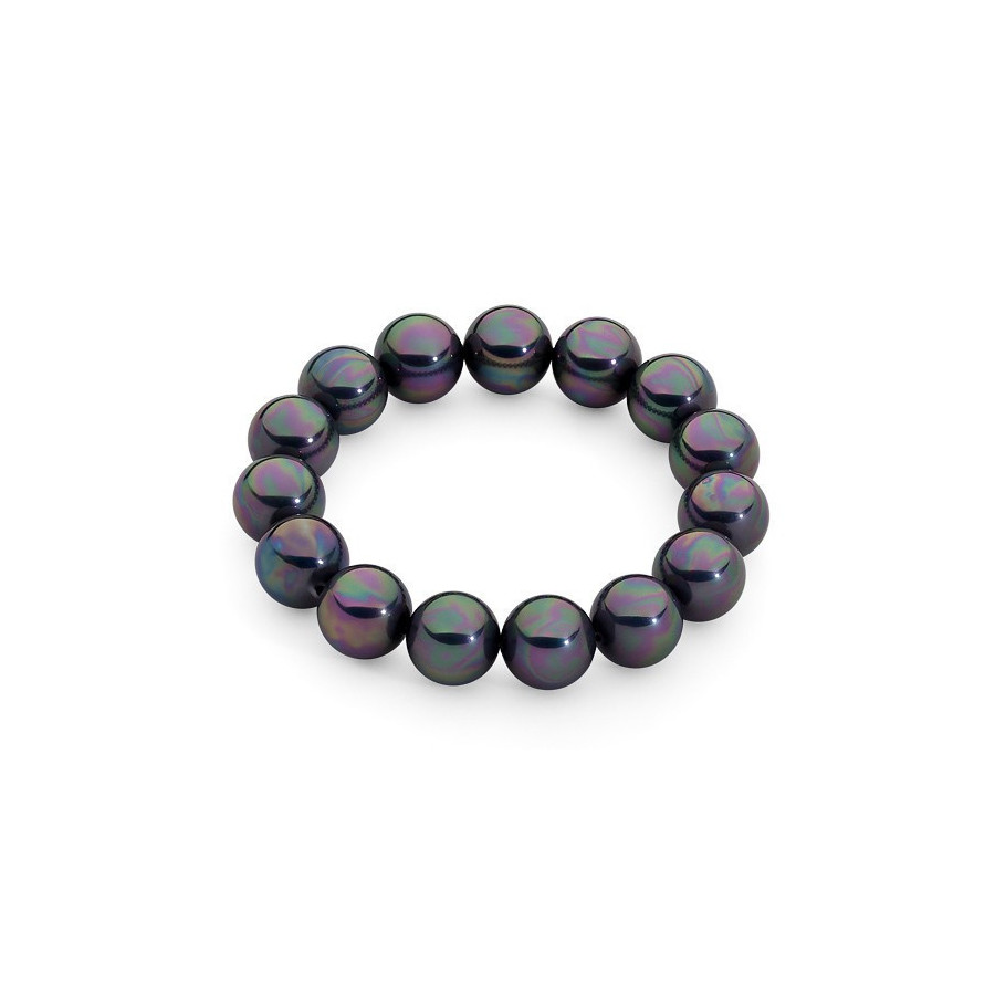 Bransoletka kolor fioletowy-benzynowy perła 12 mm