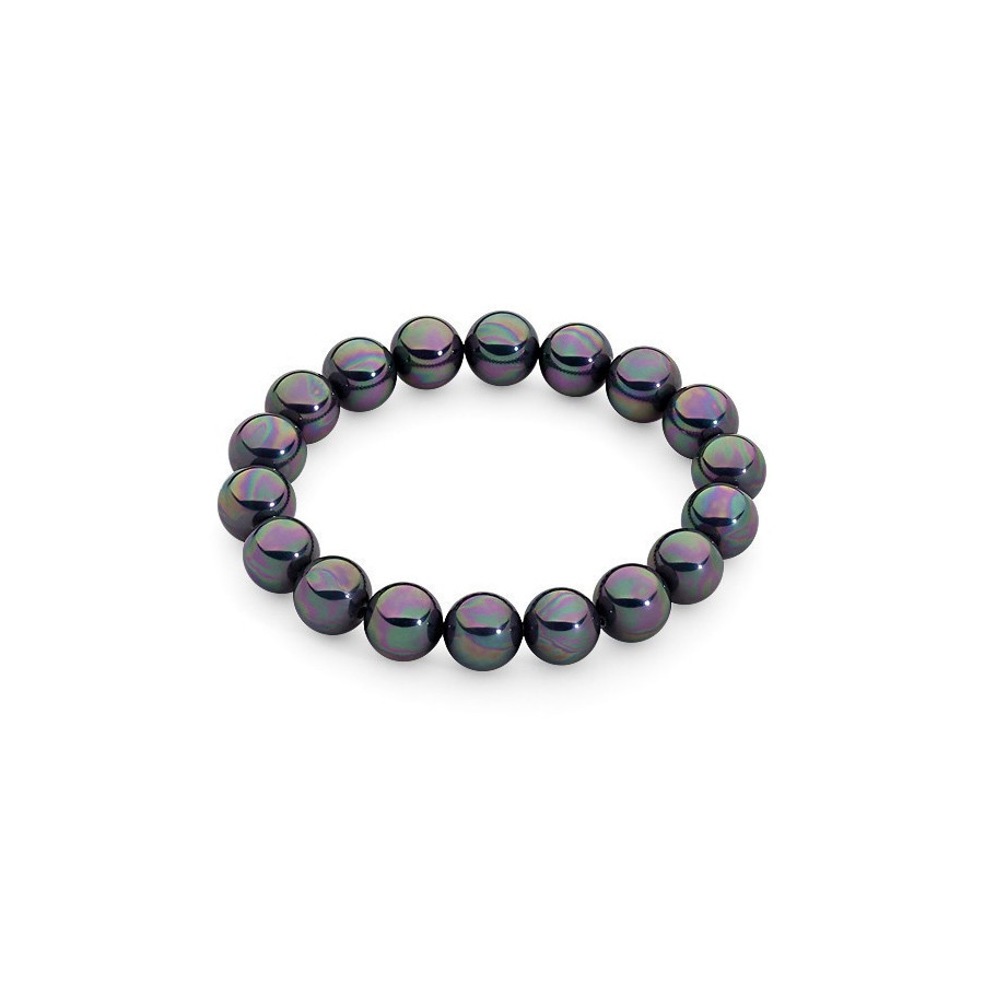 Bransoletka kolor fioletowy-benzynowy perła 10 mm