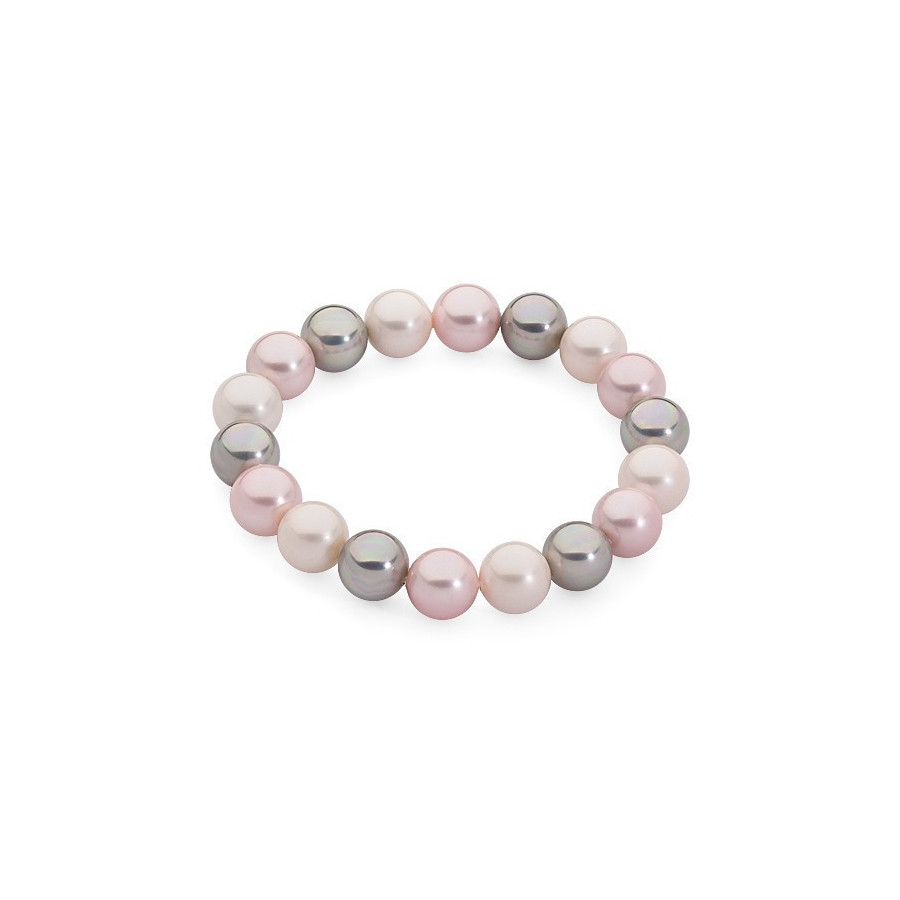 Bransoletka kolor różowy srebrny perła 10 mm