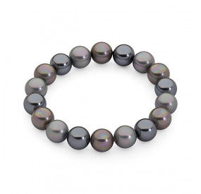 Bransoletka kolor grafitowy srebrny perła 10 mm