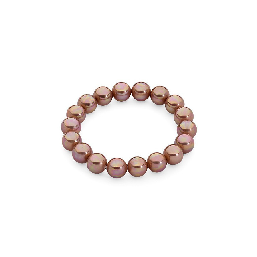 Bransoletka kolor różowy-złoty perła 10 mm